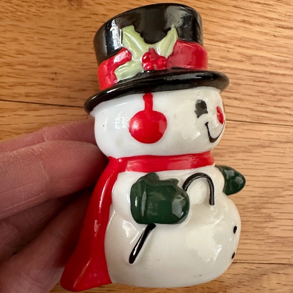 Vtg Halmark Mr and Mrs Snowman Porcelain Christmas Salt & Pepper Shakers 1970s - Picture 6 of 11